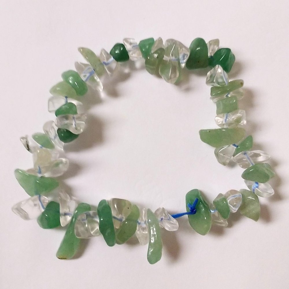 Green and clear homemade bracelet💚🤍